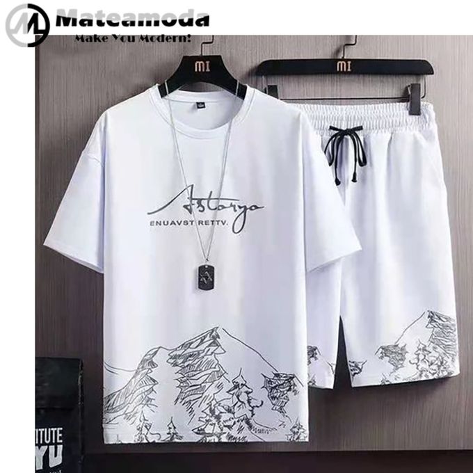Mateamoda 2 PCS T-shirts Shorts Suits Men Clothing Sets Menswear