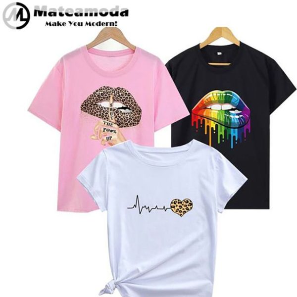 Mateamoda 3 PCS Women T-shirts Ladies Tops Tees Tshirt Sets Female Clothing