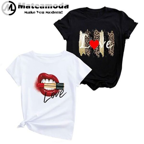 Mateamoda Women T-shirts 2 PCS Ladies Tops Tees Tshirt Sets Female Clothing
