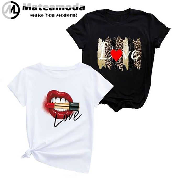 Mateamoda Women T-shirts 2 PCS Ladies Tops Tees Tshirt Sets Female Clothing