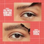Maybelline Build A Brow - Eye Brow Pencil (Deep brown) Ultra Precise Pen for Hair- like Strokes, with Brow Gel for Sealing Gel Scilpts, All-Day Wear up to 24HR
