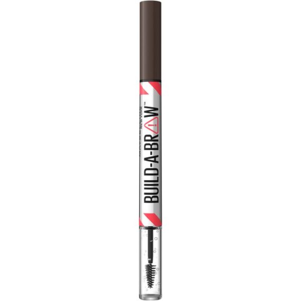 Maybelline Build A Brow - Eye Brow Pencil (Deep brown) Ultra Precise Pen for Hair- like Strokes, with Brow Gel for Sealing Gel Scilpts, All-Day Wear up to 24HR