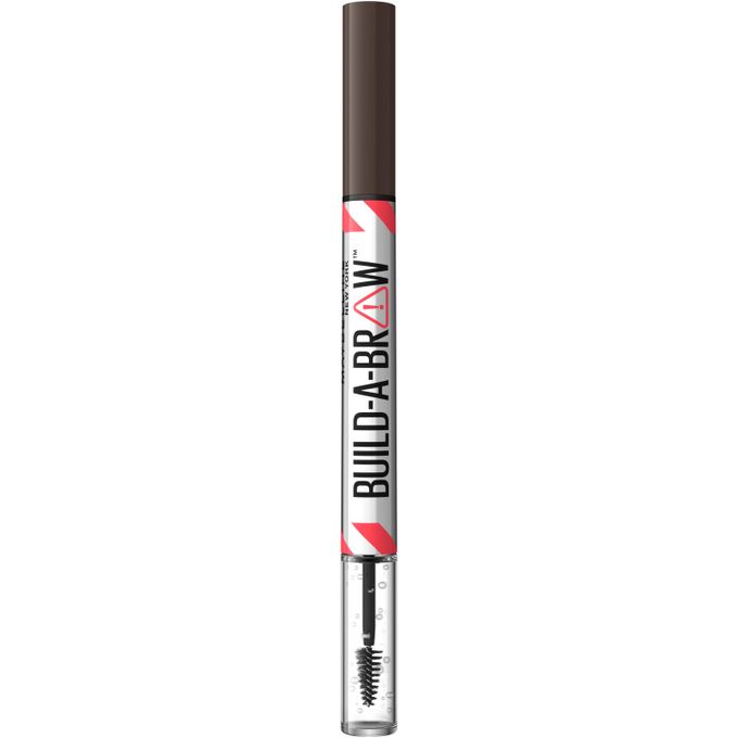 Maybelline Build A Brow - Eye Brow Pencil (Deep brown) Ultra Precise Pen for Hair- like Strokes, with Brow Gel for Sealing Gel Scilpts, All-Day Wear up to 24HR