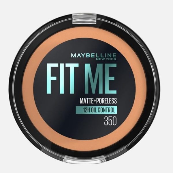 Maybelline Fit Me Mate Poreless Powder 350 Caramel, Lightweight, 12hr Long Wearing, Skin Tone Matching, Absorbs Oil