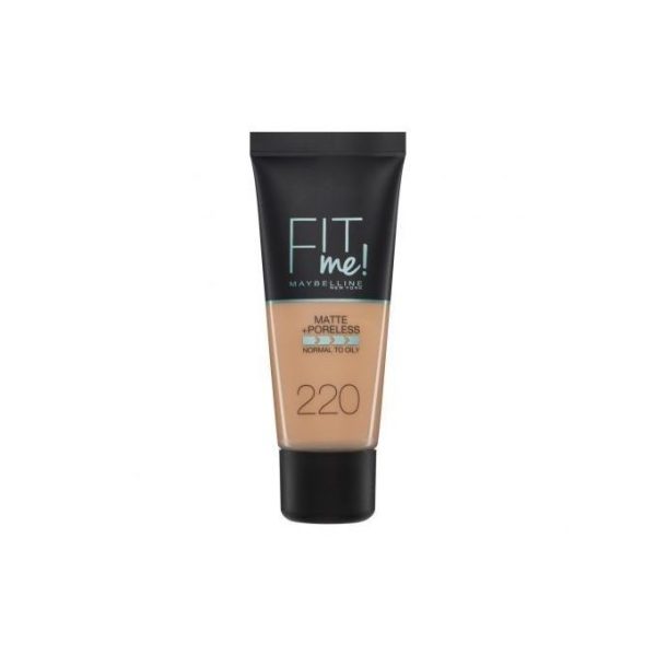 Maybelline Fit Me Matte And Poreless Foundation For Normal To Oily SKin, Full Coverage Blendable Upto 12H Shine Control - 220 NATURAL BEIGE, 30ml
