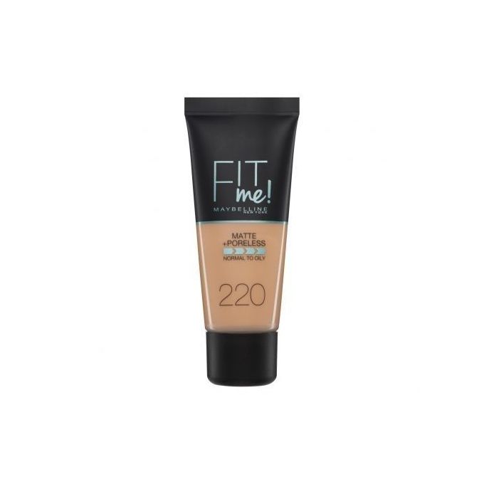 Maybelline Fit Me Matte And Poreless Foundation For Normal To Oily SKin, Full Coverage Blendable Upto 12H Shine Control - 220 NATURAL BEIGE, 30ml