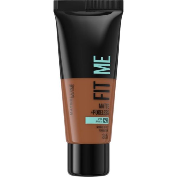 Maybelline Fit Me Matte And Poreless Foundation Full Coverage Blendable Normal To Oily Skin, Upto 12H Shine Control - 355 PECAN, 30ml