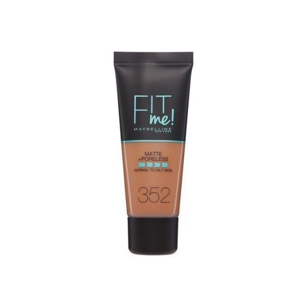 Maybelline Fit Me Matte And Poreless Foundation, Full Coverage Blendable Normal to Oily Skin upto 12H Shine Control - 352 TRUFFLE, 30ml
