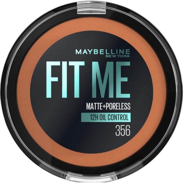 Maybelline Fit Me Matte Poreless Powder 356 Warm Coconut - Lightweight, 12hr Long Wearing, Skin Tone Matching, Absorbs Oil