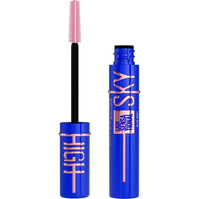 Maybelline Lash Sensational Sky High Mascara, Limitless Length & Volume, Flex Tower Brush, Light-as-Air Feel, With Bamboo Extrac - Blue