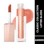 Maybelline Lifter Gloss Plumping and Hydrating Lip Gloss, Shade: 007 Amber, with Hyaluronic Acid for Super Juicy Lips with Incredible Shine, 5.4ml