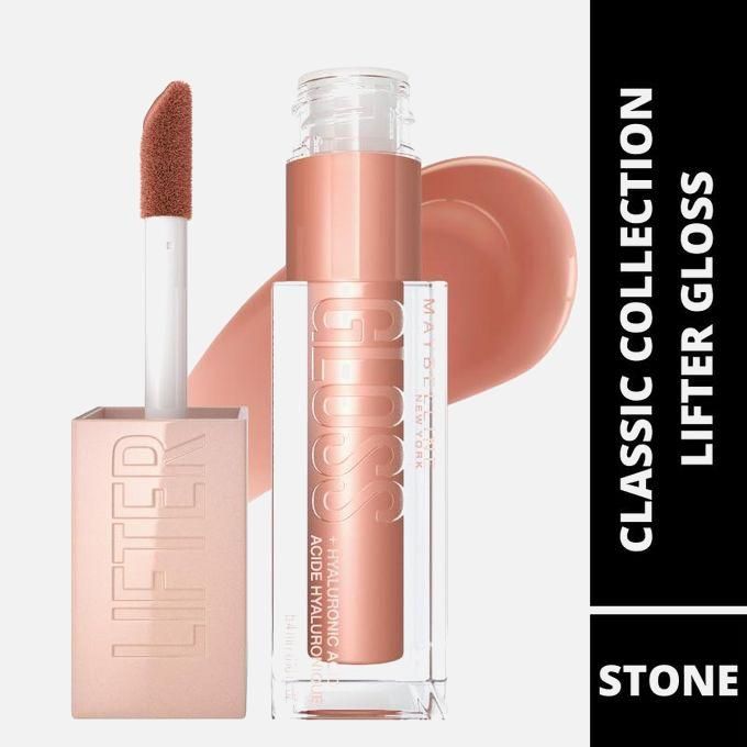 Maybelline Lifter Gloss Plumping and Hydrating Lip Gloss, Shade: 008 Stone, with Hyaluronic Acid for Super Juicy Lips with Incredible Shine, 5.4ml