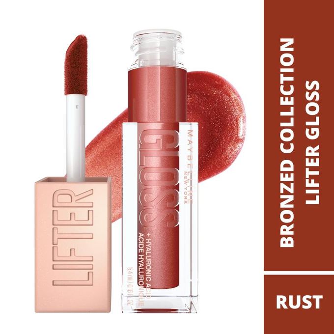 Maybelline Lifter Gloss Plumping and Hydrating Lip Gloss, Shade: 016 Rust, with Hyaluronic Acid for Super Juicy Lips with Incredible Shine, 5.4ml
