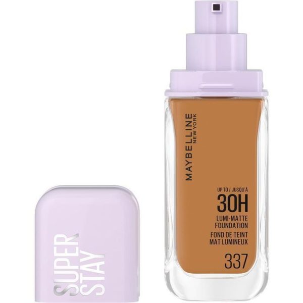 Maybelline Super Stay 30H Lumi-Matte Foundation 337, Lightweight and Buildable Full Coverage Foundation Makeup for Up To 30HR Wear, 30ml