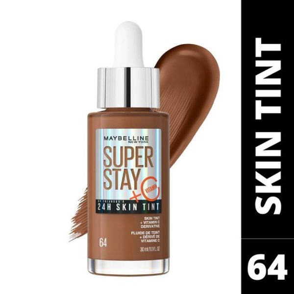 Maybelline Superstay Skin Tint Shade 64 with Vitamin C, Upto 24HR Longwear, Radiant Light-to-Medium Coverage Foundation