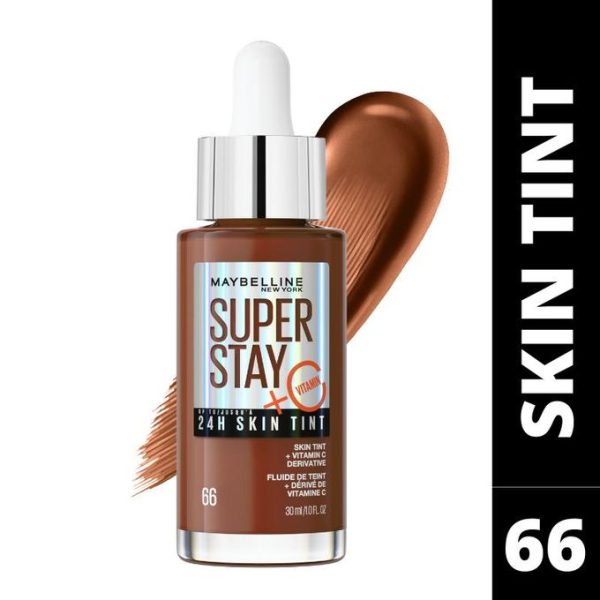Maybelline Superstay Skin Tint Shade 66 with Vitamin C, Upto 24HR Longwear, Radiant Light-to-Medium Coverage Foundation