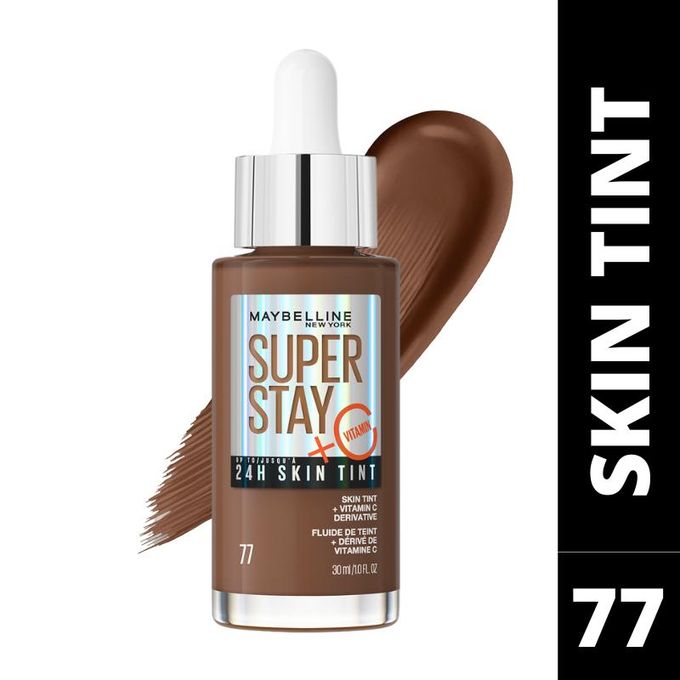 Maybelline Superstay Skin Tint Shade 77 with Vitamin C, Upto 24HR Longwear, Radiant Light-to-Medium Coverage Foundation