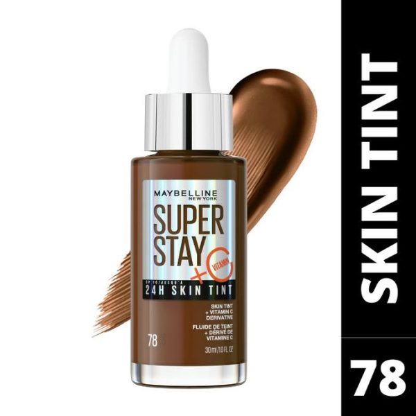 Maybelline SuperStay Skin Tint Shade 78 with Vitamin C, Upto 24HR Longwear, Radiant Light-to-Medium Coverage Foundation