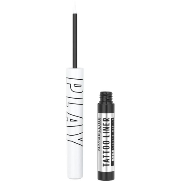 Maybelline Tattoo Play Eye Liner - Defend as white, Smudge-Proof, Long-Lasting & Waterproof Liquid Eyeliner