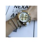 Men Chain Clock Watches Fashion Formal Steel Wrist Classical - White Gold