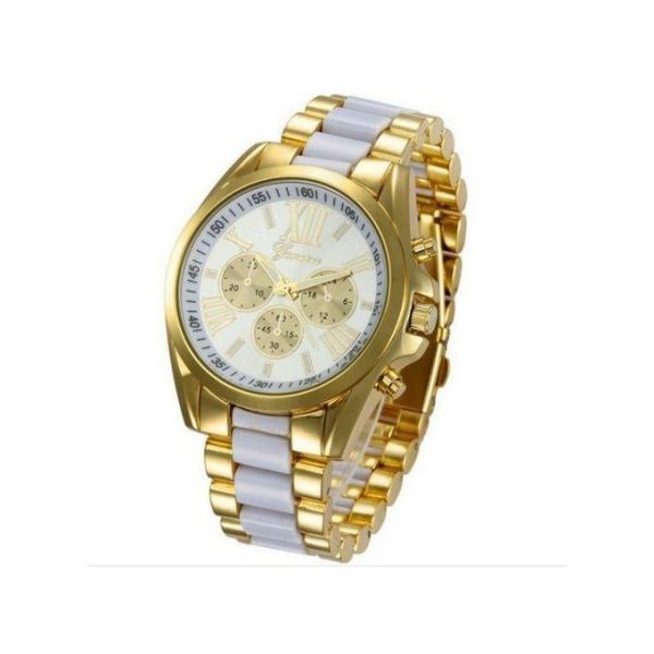 Men Chain Clock Watches Fashion Formal Steel Wrist Classical - White Gold