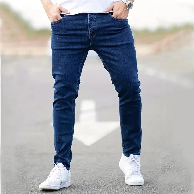 MEN DENIM SLIM FIT NON FADE JEANS-BLUE