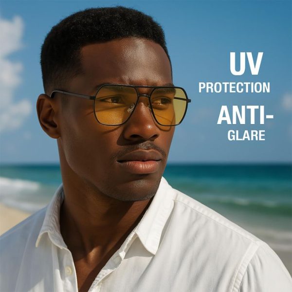 Men’s Yellow-Tint Sunglasses – Stylish Outdoor Eyewear with Glare Shield & Comfortable Fit