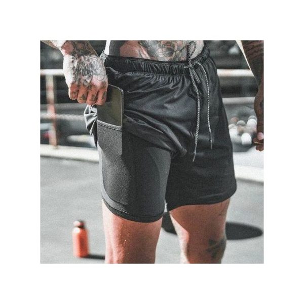 Men's 2 In 1 Sports Shorts, Double Layer, Quick Dry