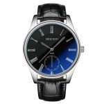 Men's Blue Dial Leather Belt Quartz Wrist Watch For Business