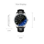 Men's Blue Dial Leather Belt Quartz Wrist Watch For Business