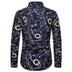 Men's Button Casual Print Shirt Long Sleeved Shirt