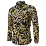Men'S Button Shirt Men Casual Print Shirt Long Sleeved Shirts.