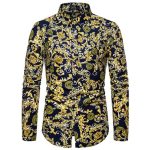 Men'S Button Shirt Men Casual Print Shirt Long Sleeved Shirts.