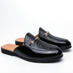 Men's casual backless sandals, leather loafers, Mules shoe covers, business formal wear, breathable luxury slippers