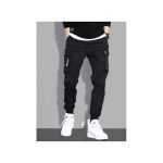 Men's Casual Khaki Trousers with Tapered Cuffs - Black