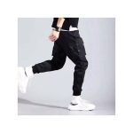 Men's Casual Khaki Trousers with Tapered Cuffs - Black