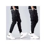 Men's Casual Khaki Trousers with Tapered Cuffs - Black