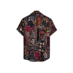 Mens Vintage Graffiti Short Sleeve Button-Down Hawaii Beach Shirt