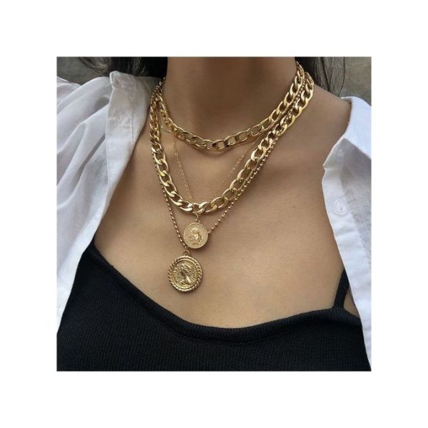 Multi-layer Gold Necklaces Jewelry Choker Chain Necklace Vintage For Women