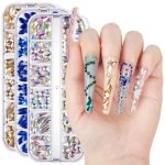 Nail Drill 12 Grid Water Diamond Flat Bottom Irregular Diamond Nail Transparent Aurora AB Glass