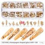 Nail Drill 12 Grid Water Diamond Flat Bottom Irregular Diamond Nail Transparent Aurora AB Glass