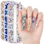 Nail Drill 12 Grid Water Diamond Flat Bottom Irregular Diamond Nail Transparent Aurora AB Glass