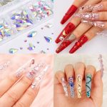 Nail Drill 12 Grid Water Diamond Flat Bottom Irregular Diamond Nail Transparent Aurora AB Glass