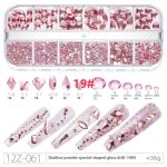 Nail Drill 12 Grid Water Diamond Flat Bottom Irregular Diamond Nail Transparent Aurora AB Glass