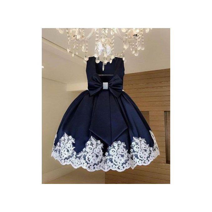 Navy Blue Laced Flower Girl Dresses
