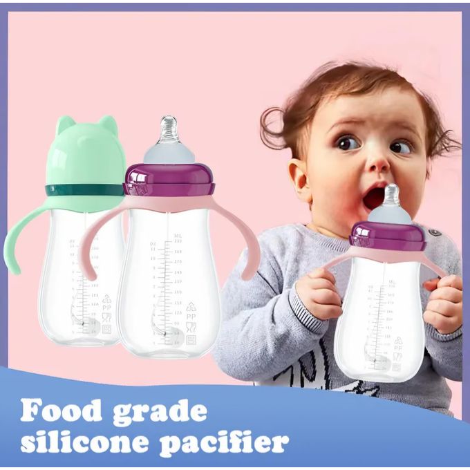 Newborn Wide Caliber PPSU Feeding Bottle Drop Proof Silicone Nipple Feeding Bottle With Straw Cup Handle