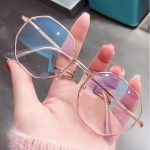 No Fashion Ultra-Light Polygon Frame Unisex Reading Eyewear UV400 Flat Mirror