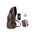 OVO TOUMI Pu Casual Crossbody Shoulder Chest Bag-Brown