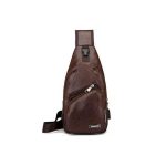 OVO TOUMI Pu Casual Crossbody Shoulder Chest Bag-Brown