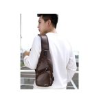 OVO TOUMI Pu Casual Crossbody Shoulder Chest Bag-Brown